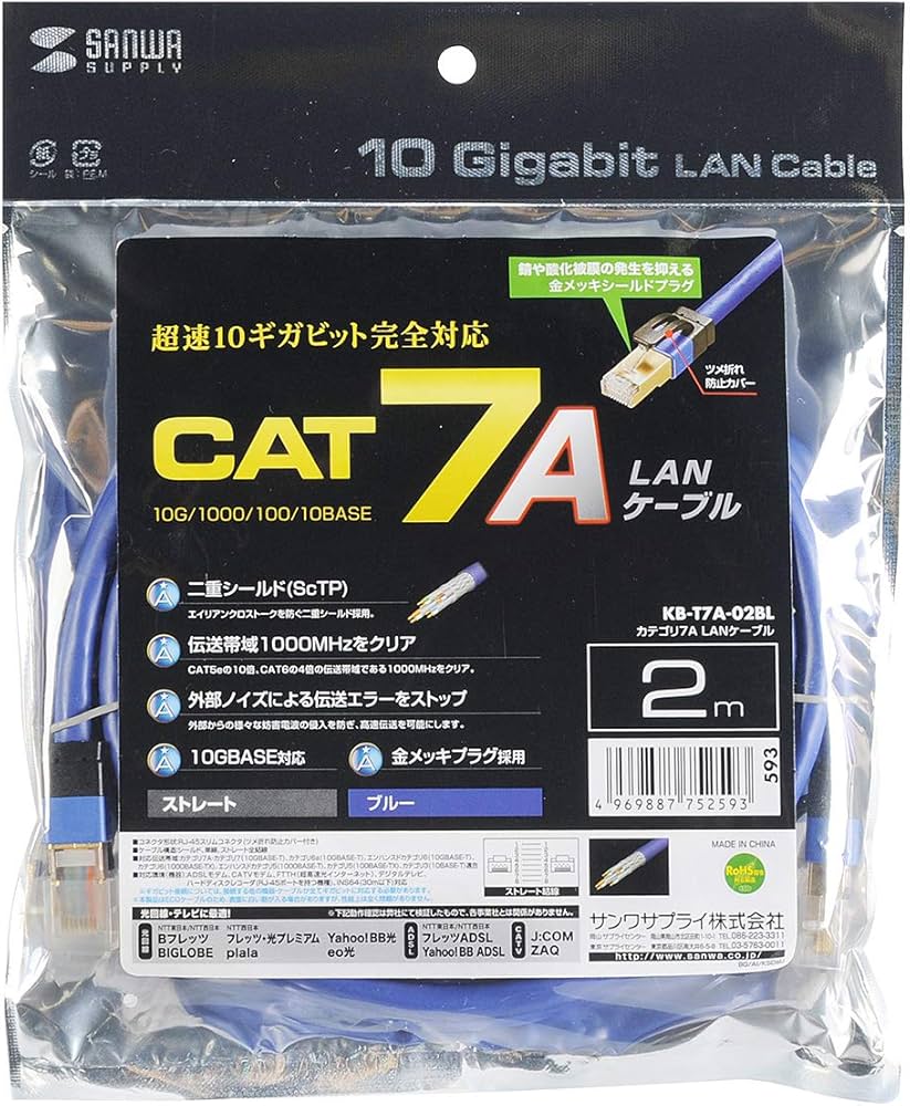 58本セット　CAT 7A LANケーブル 2m ブルー 58本セット CAT 7A LANケーブル 2m ブルー