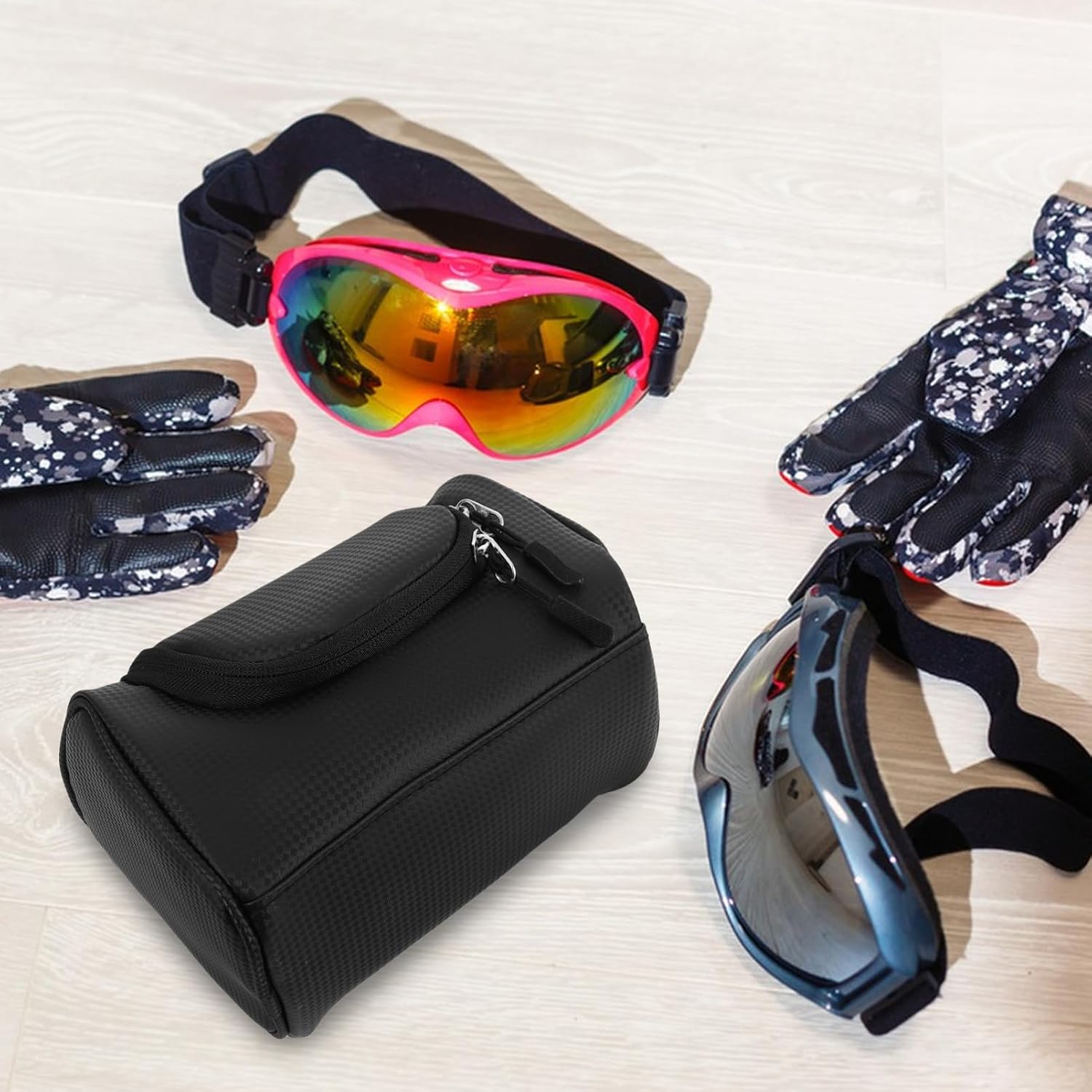 Milisten Ski Case with Zipper Impact-resistant Goggle Storage Pouch for Outdoor Use Accessory for Skiing and Riding