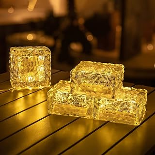 Tovotum 4Pack Solar Brick Lights Solar Ice Cube Lights Outdoor Waterproof Paver Lights Landscape Path Lights Lamp for Garden Courtyard Pathway,Xmas Festival Decor Big Size 3.94x3.94x2.0In Warm White
