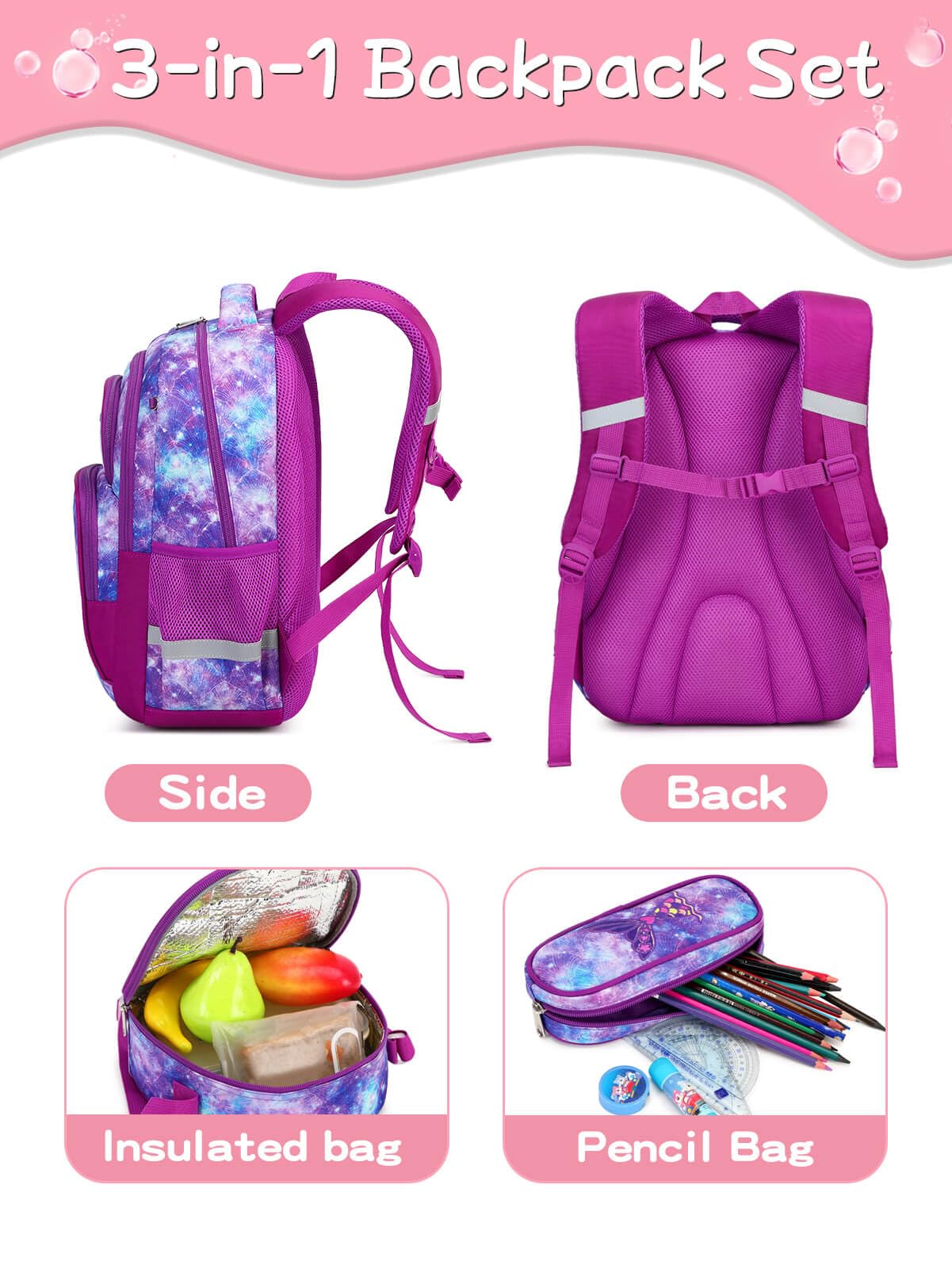 Mochilas escolares para niñas de 16 pulgadas para primaria, preescolar, jardín de infantes, lindas y de gran capacidad
