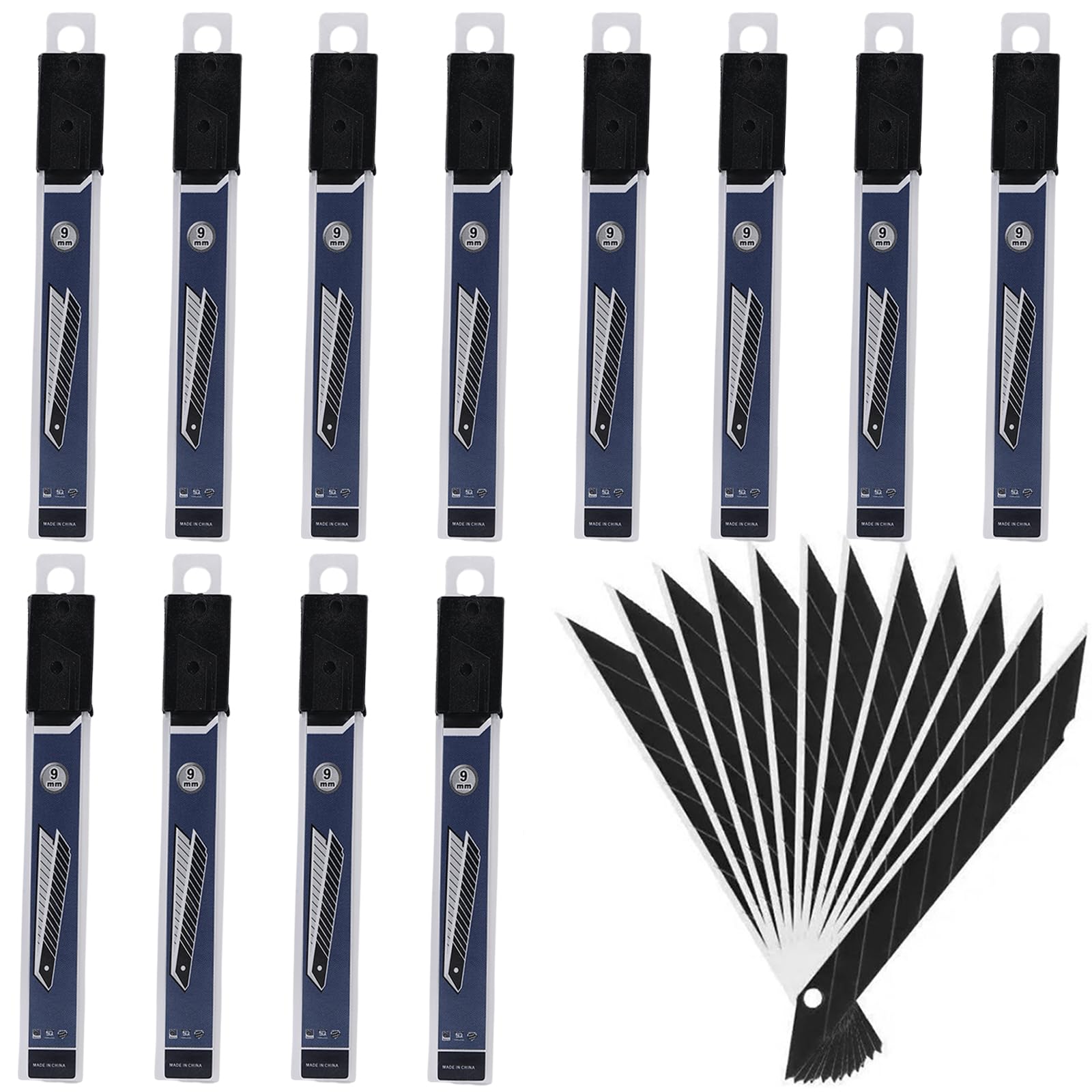 120 Pieces 9mm Replacement Blades for Cutter, 30 Degree Cutting Blades, Fast Break Blades, Carbon Steel Blades for Utility Knives, Carpet Cutters and Carpet Knives