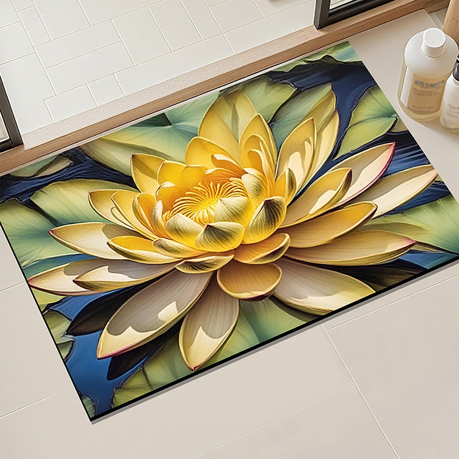 Tapis 3D à motif floral jaune, l'idée cadeau déco idéale