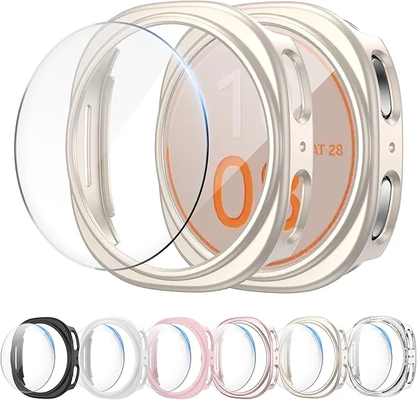 Cuteey 6+6 Pack for Samsung Galaxy Watch 8 Screen Protector Case 40mm, Hard PC Bumper Cover with Anti-Fog Tempered Glass Film for Galaxy Watch 8 Accessories Women