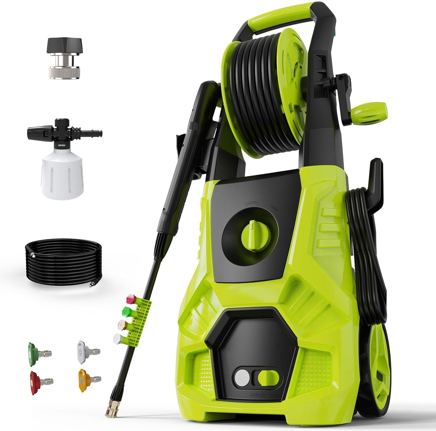 Pressure Washer 5000PSI 3.0GPM Power Washer with 4 Nozzles, Foam Cannon for Cleaning Cars, Driveways, Patios (Green)