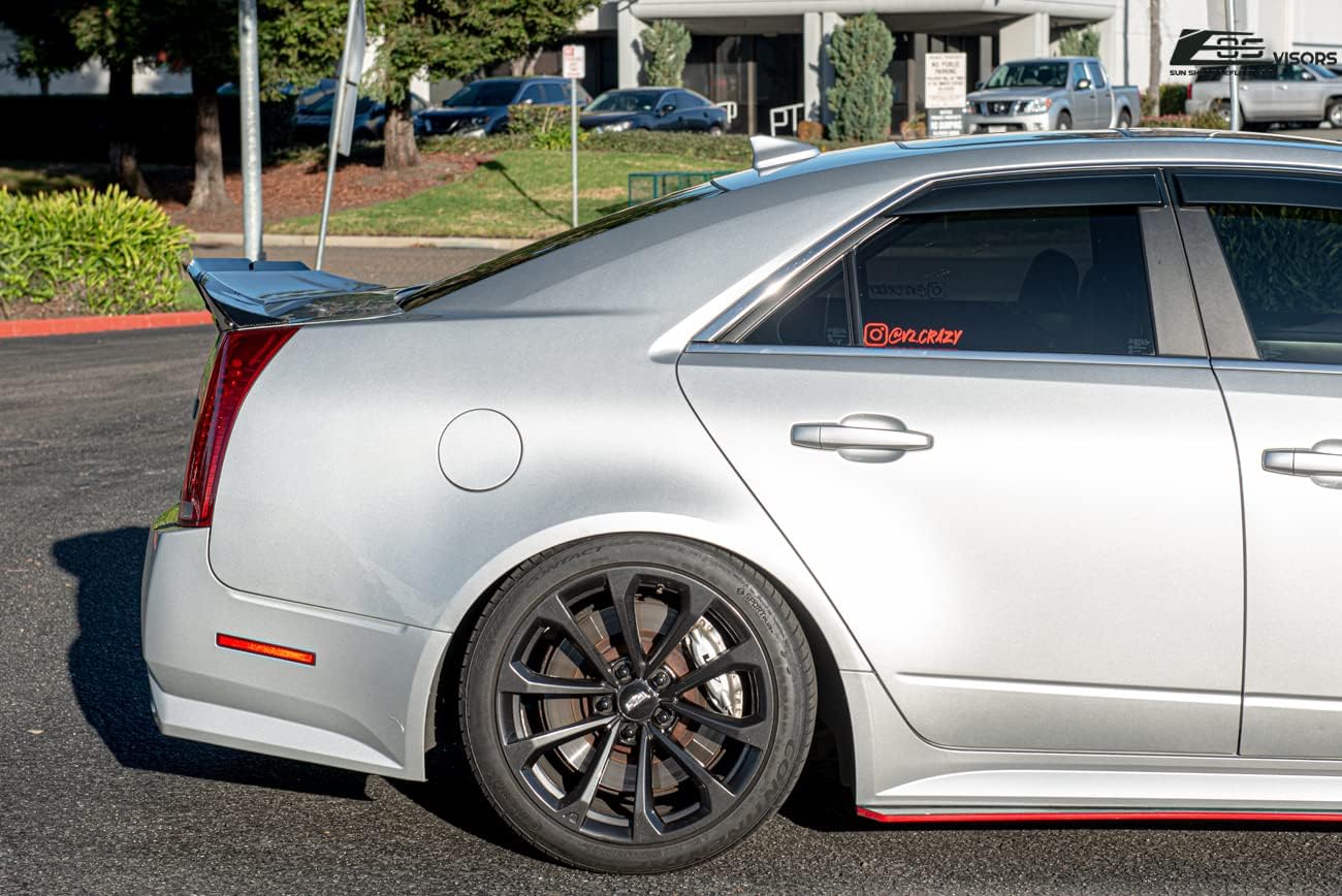 Extreme Online Store Replacement for 2008-2013 Cadillac CTS & CTS-V Models | EOS Visors Tape-On Style Smoke Tinted Side Vents Rain Guard Window Deflectors DWV-V216