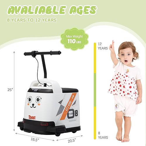 Miniatura 5 de TOBBI Auto eléctrico para niños, auto de juguete de 12 V, vehículo eléctrico de 4 ruedas para niños de 8 años en adelante, ATV a batería con