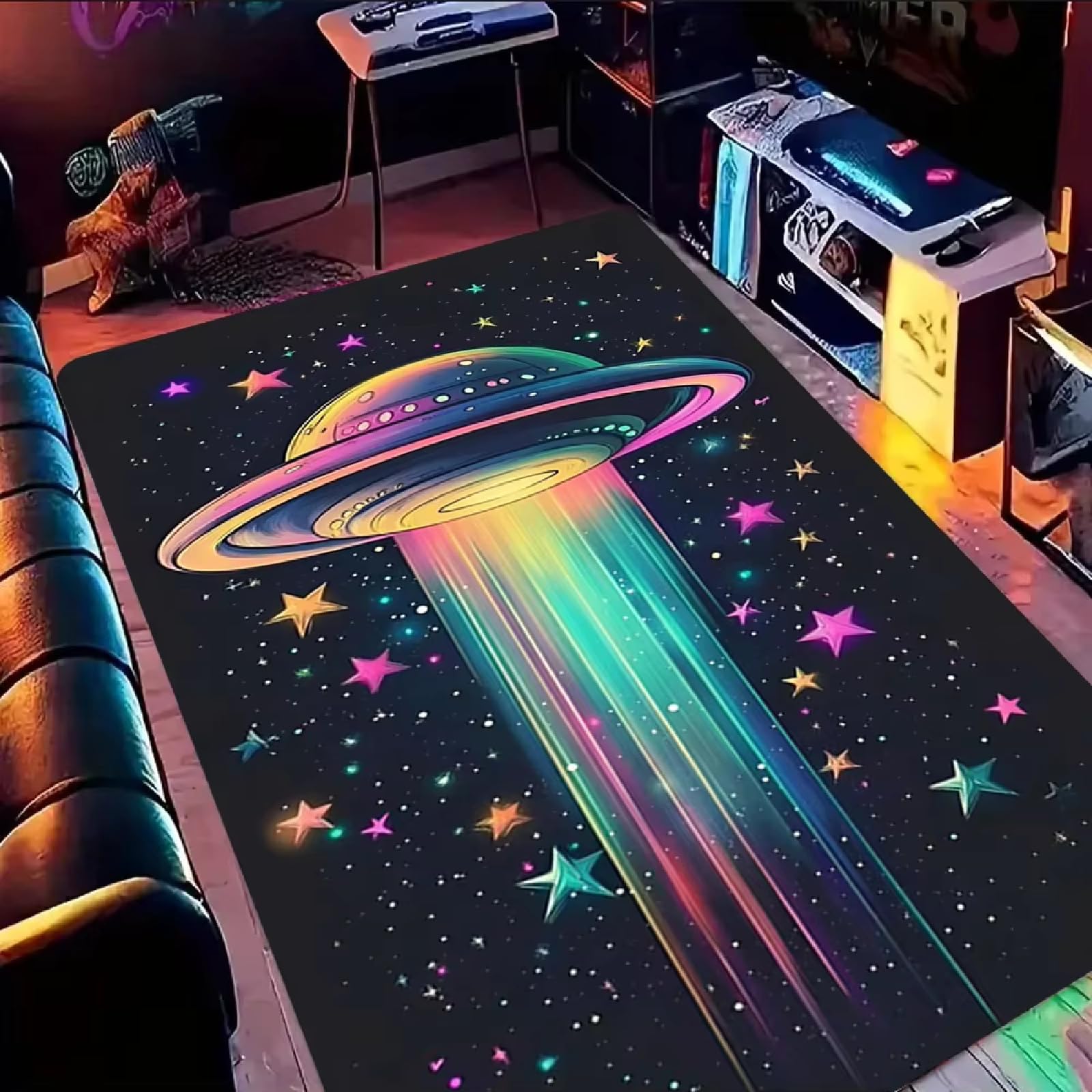 Tapis galaxie espace ciel étoilé nébuleuse doux pour chambre moderne ado