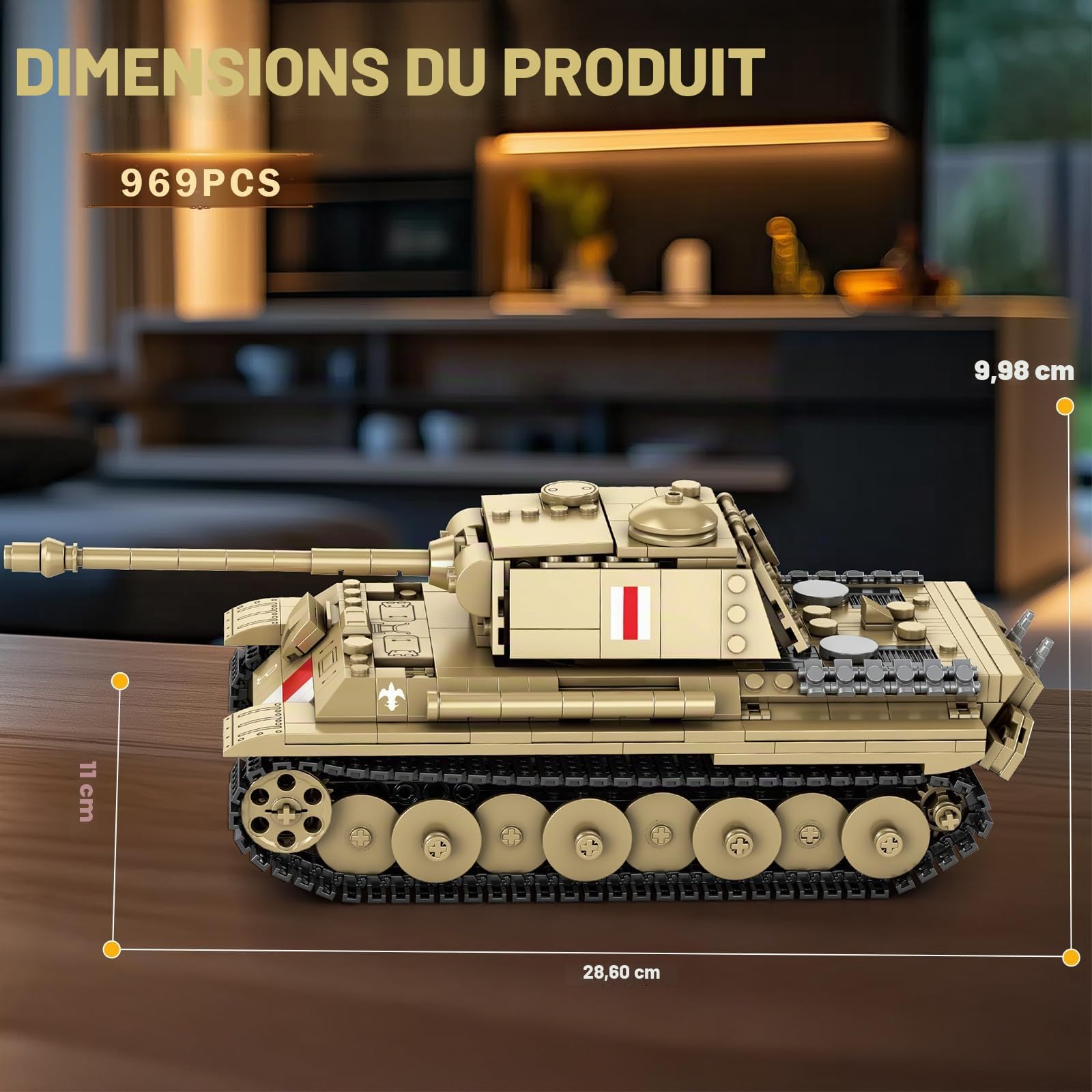 Reobrix Pudel Tank - Ensemble de construction de blocs pour adultes, modèle de char militaire allemand de la Seconde Guerre mondiale 77034, produits officiels World of Tanks, jeu de construction
