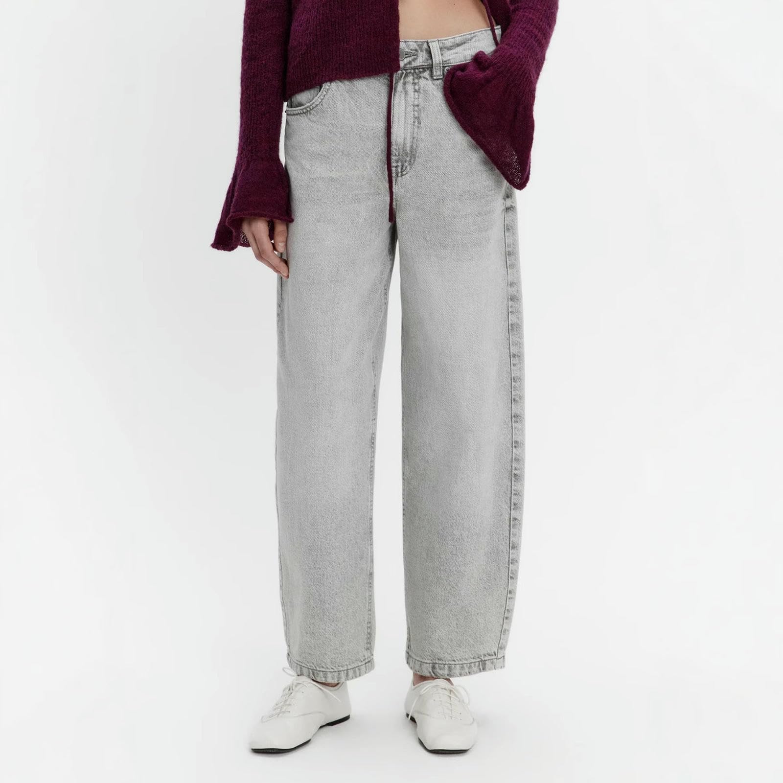 Damskie dżinsy w stylu vintage, dla kobiet, które mają luźno siedzące dżinsy haremkowe, proste i stylowe, szare, XL