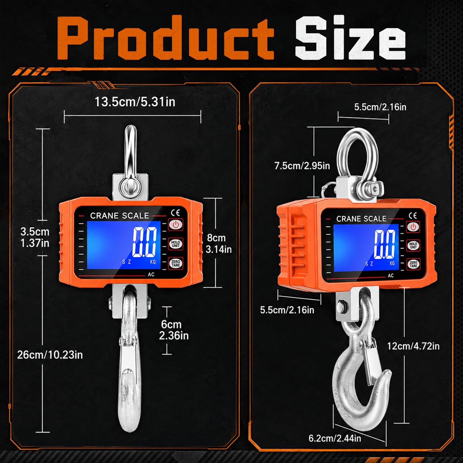 Bilancia per gru, 2000 kg, digitale, da appendere, con telecomando, industriale, bilancia elettronica con display LCD, per azienda agricola e fabbrica