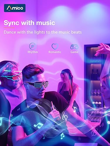 Miniatura 4 de Amico Paquete de 12 luces LED empotrables inteligentes RGBCW que cambian de color con borde deflector, luz descendente de reajuste, 1050LM 12.5W