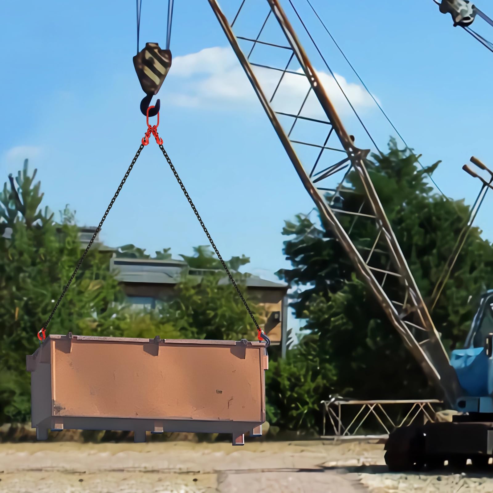 2 fili per catena, 2 m, capacità di carico 2T catena di arresto con gancio, capacità di carico, attrezzi di sollevamento per macchine, fabbriche, cantieri