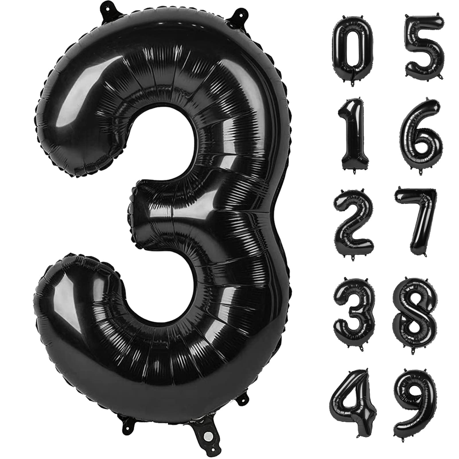 40 Inch Black Number Balloon 0-9(Zero-Nine), Big Size Happy Birthday Balloon, Foil Helium Big Number Balloon for Birthday Celebration Decorations