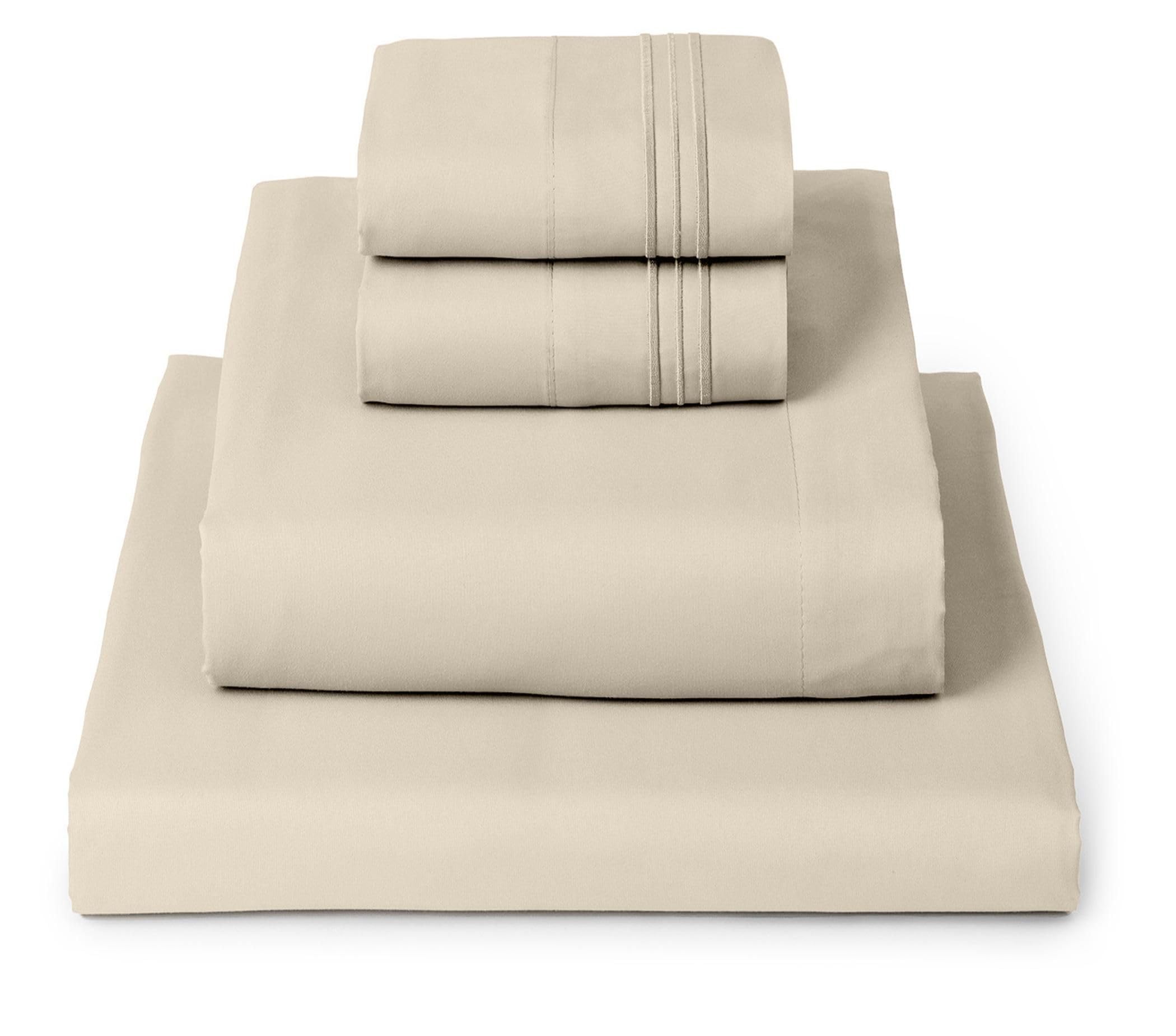 Mellanni King Sheets Set - 4 PC Iconic Collection Bedding - Hotel Luxury, Extra Soft, Cooling Bed Sheets - Wrinkle, Fade, Stain Resistant (King, Beige)