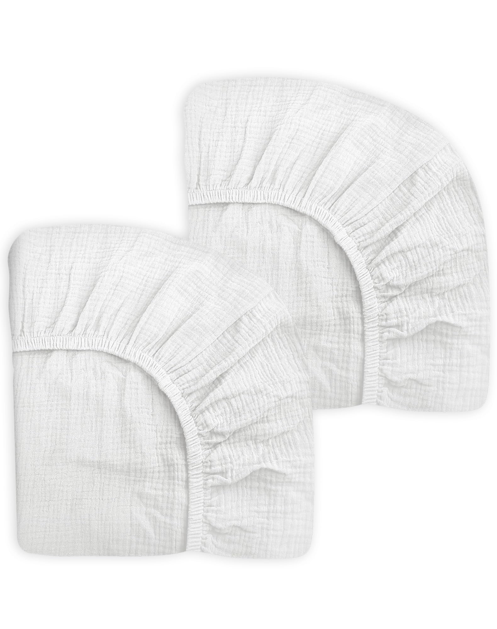 Pack and Play Sheets 2 Pack, Muslin Cotton Nursery Bedding, 27" x 39"