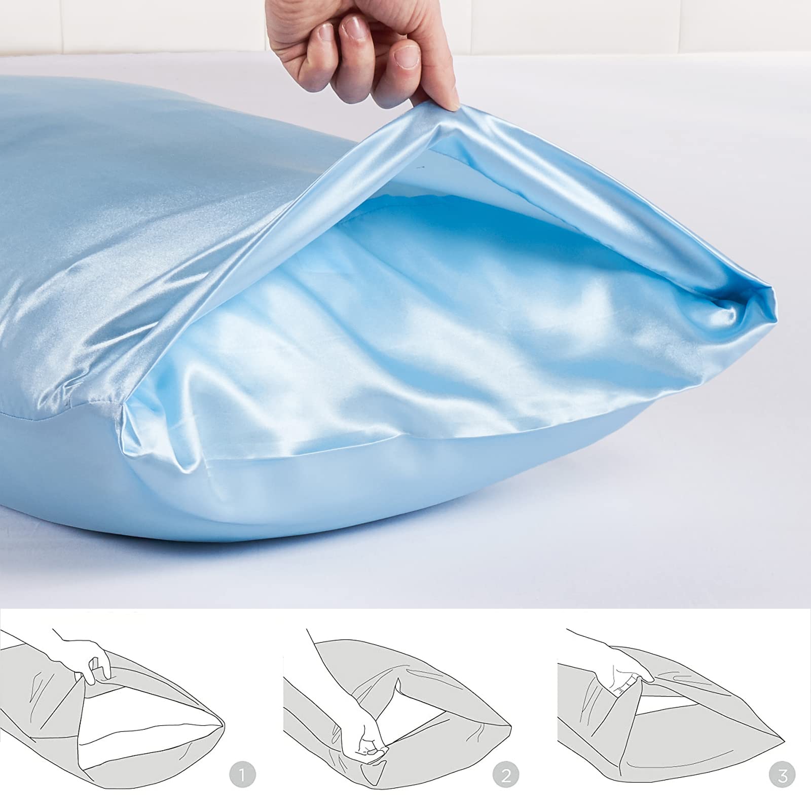 Federe Raso Effetto Seta 2 Federe In Raso Per Capelli E Pelle, 40 X 80 Cm, Colore Beige, Federe In Seta Con Chiusura A Busta (beige Federe Lusso Bianche Lavabili