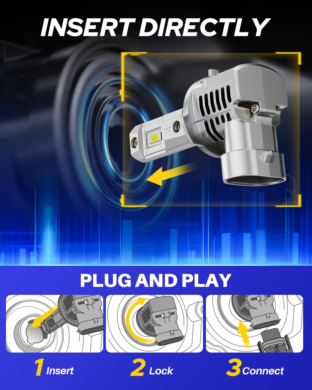 AUTOONE Upgraded H11 Bulbs, 40000LM 800% Super Bright H16 H8 H9 Fog Light Bulbs, 6500K White, 1:1 Mini Size Plug and Play, Pack of 2