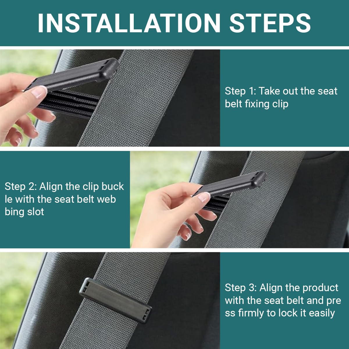Wcawnlt 2 Piezas Ajustador Universal de Cinturón de Seguridad para Coche - Reductor de Presión para Hombros y Cuello Negro, Confort Ergonómico Ideal para Conductor y Pasajero — view 3