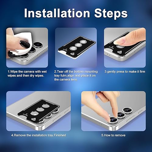 Vista 131 de para Samsung Galaxy Z Flip 7 Protector de Lente de Cámara, Cubierta de Lente de Vidrio Templado con Anillo de Metal Individual, [Fuerte Adhesión] 1