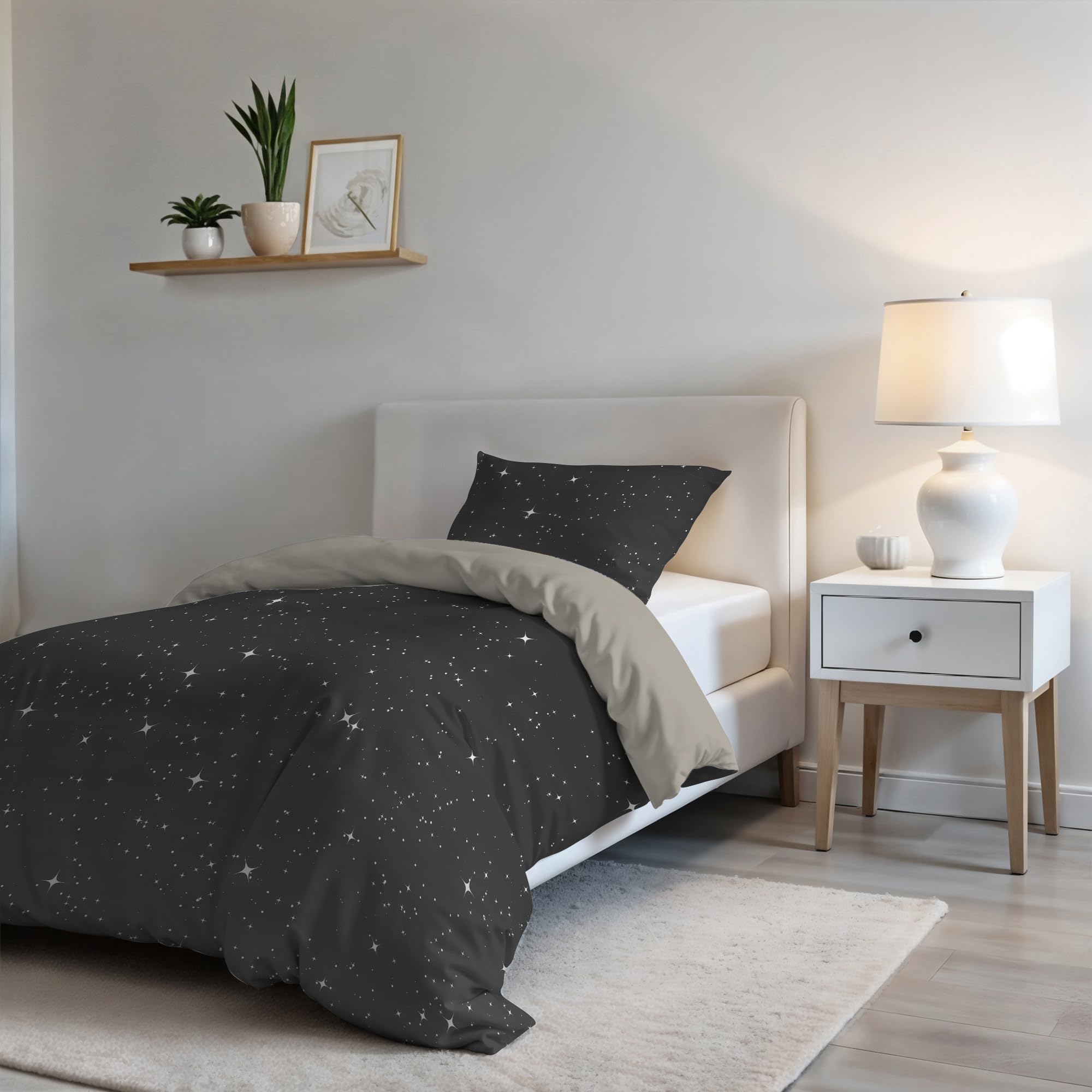 Italian Bed Linen Duvet Cover Fashion, Stars Grigio, Single