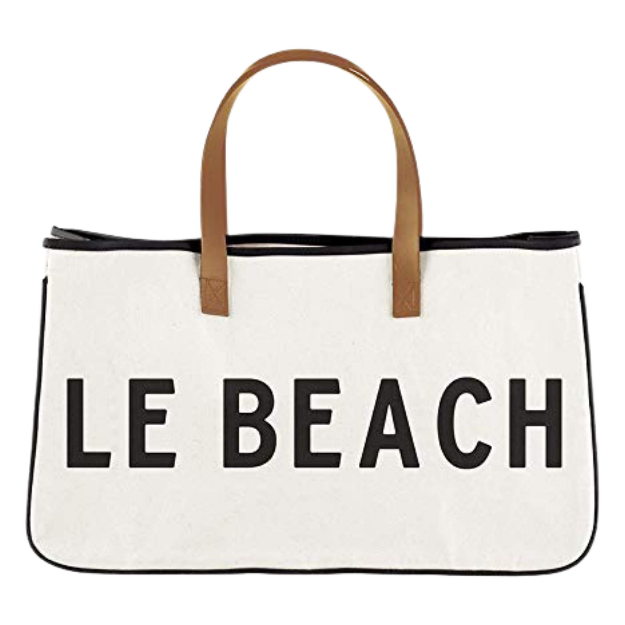 Tote Bag For Women Canvas Shoulder Bag with Genuine Leather Handles,