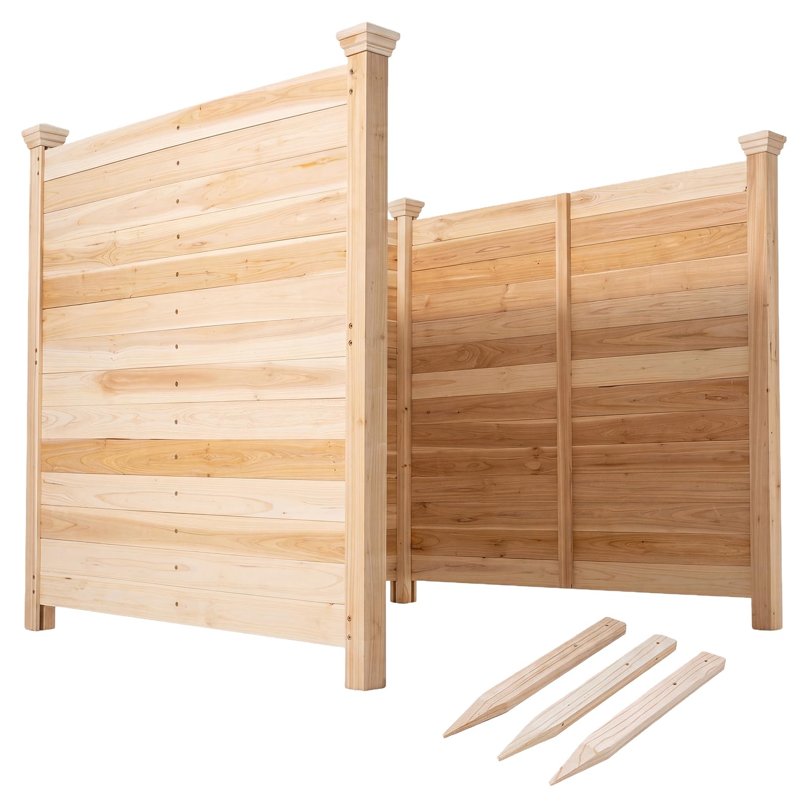 GYMAX Panneau Brise Vue Extérieur 3 Panneaux 119 x 115,5 cm (Naturel)