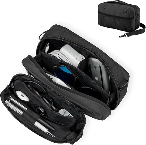 Miniatura 8 de Bolsa organizadora de viaje, accesorios electrónicos, funda de transporte impermeable de doble capa, todo en uno para cable, teléfono, Airpods,