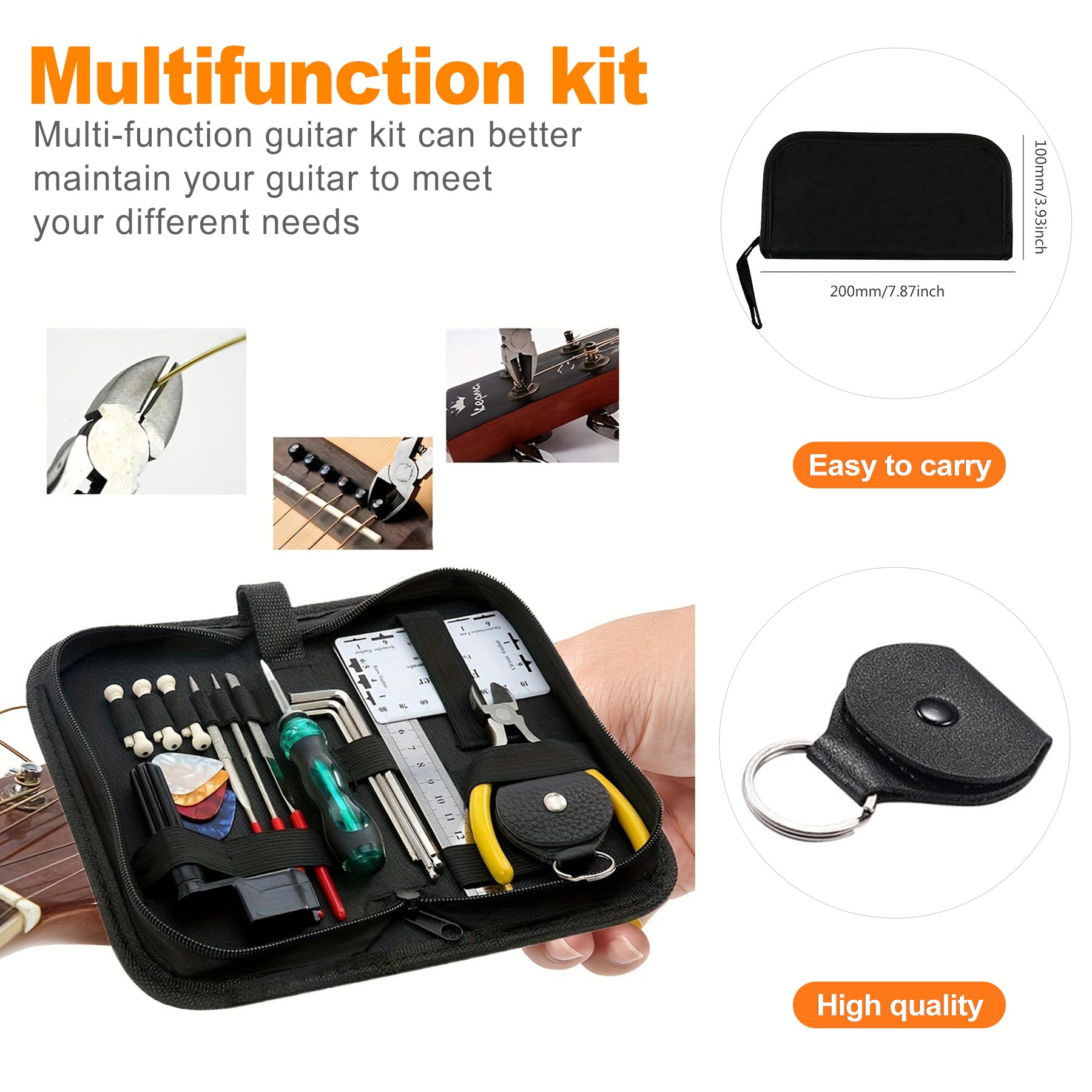 OioTuyi 31 Pcs Guitar Maintenance Tool Kit, Luthier Tool Kit with Carrying Bag for Guitar Ukulele, Bass, Banjo, Mandolin - Image 3