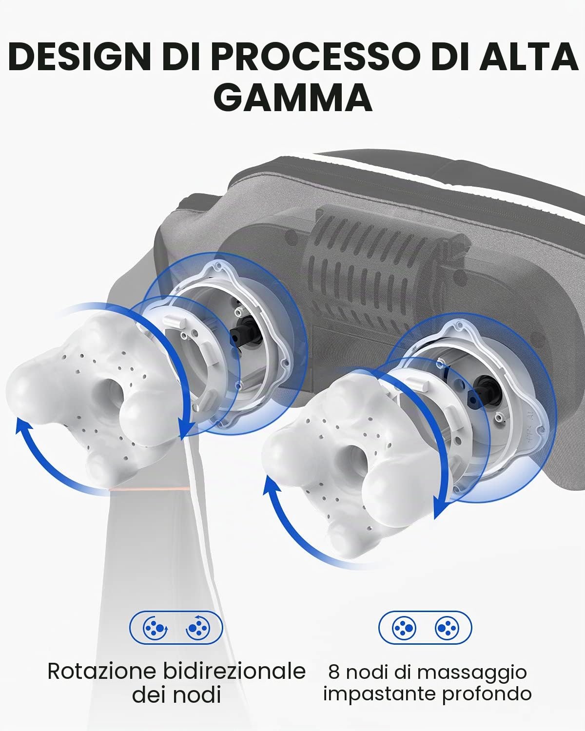 RENPHO Massaggiatore Cervicale, Massaggiatore Collo e Spalle con Calore, Elettrica per Tessuto Profondo Massaggio Impastante 3D Cuscinetto per Vita, Gamba, Polpaccio, Braccio, M