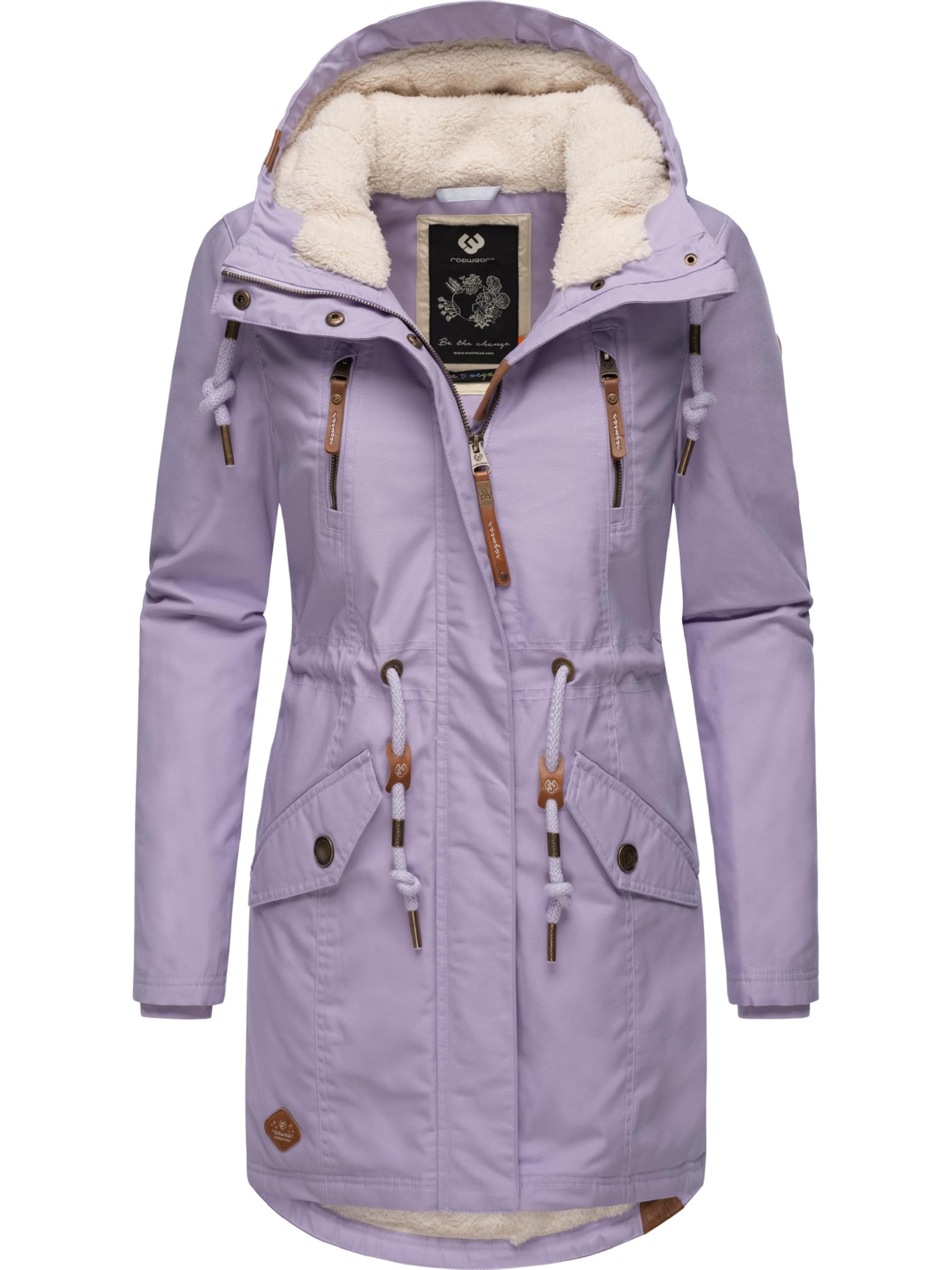 Ragwear Women's Coat, Long Warm Winter Jacket with Teddy Fur Hood, Elsie Intl, XS-6XL, XL