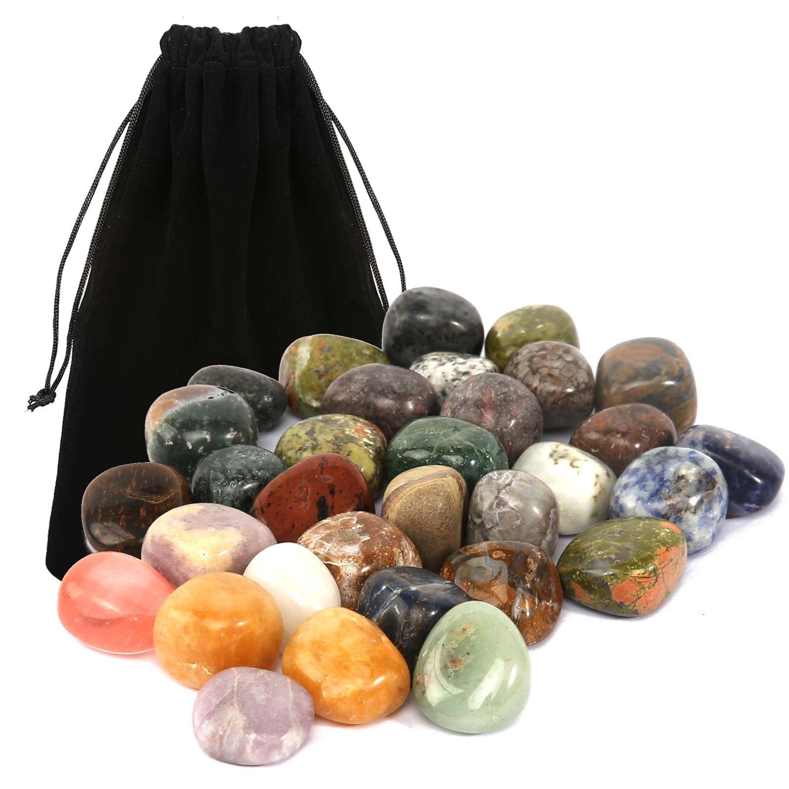 400g Ensemble de Pierres Précieuses, Pierres Naturelles Polies Pierres Porte Bonheur pour Chasse au Trésor, Mélange de Pierres Précieuses Colorées pour la Chasse au Trésor