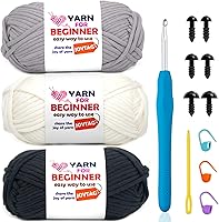 Vista 21 de Hilo de Ganchillo para Principiantes Verde Manzana Hilo de Algodón para Tejer y Tejido - Kit de Ganchillo para Principiantes - 3 * 50g