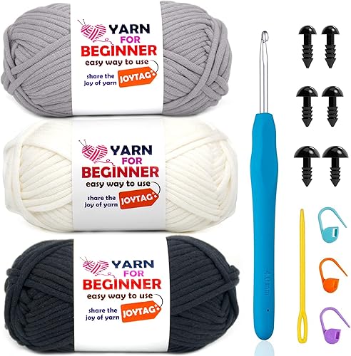 Miniatura 20 de Hilo para Crochet y Tejido, Hilo de Punto de Algodón para Crochet y Tejido para Principiantes con Puntadas Fáciles de Ver, Mezcla de Algodón-Nylon