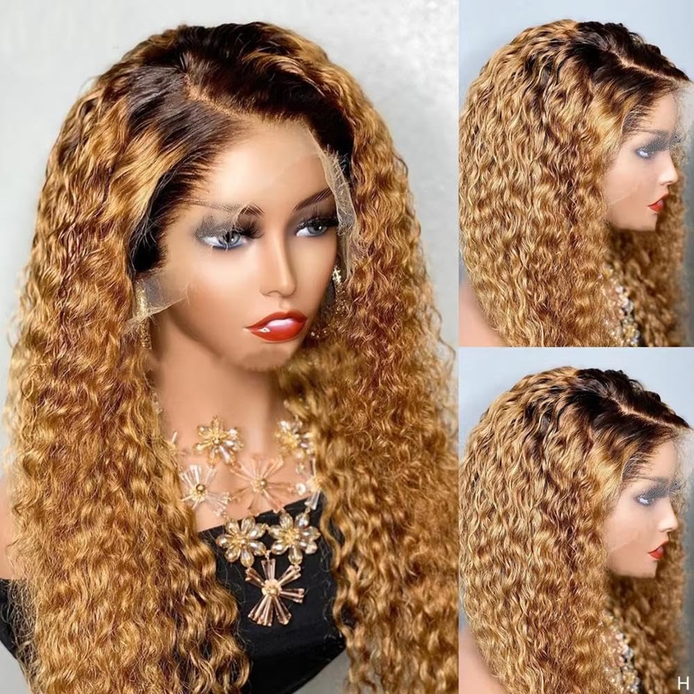 Haarpflege 180 Dichte Ombre Blonde 26“ Lange Verworrene Lockige Lace-Front-Perücke Für Frauen Bei Hohen Temperaturen Ohne Kleber Täglich