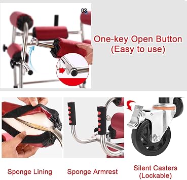 Single Leg Walker, Walker for Seniors, Hemiplegia Rehabilitation Standing Frame Adult Walking Aid for The Disabled(Men's)