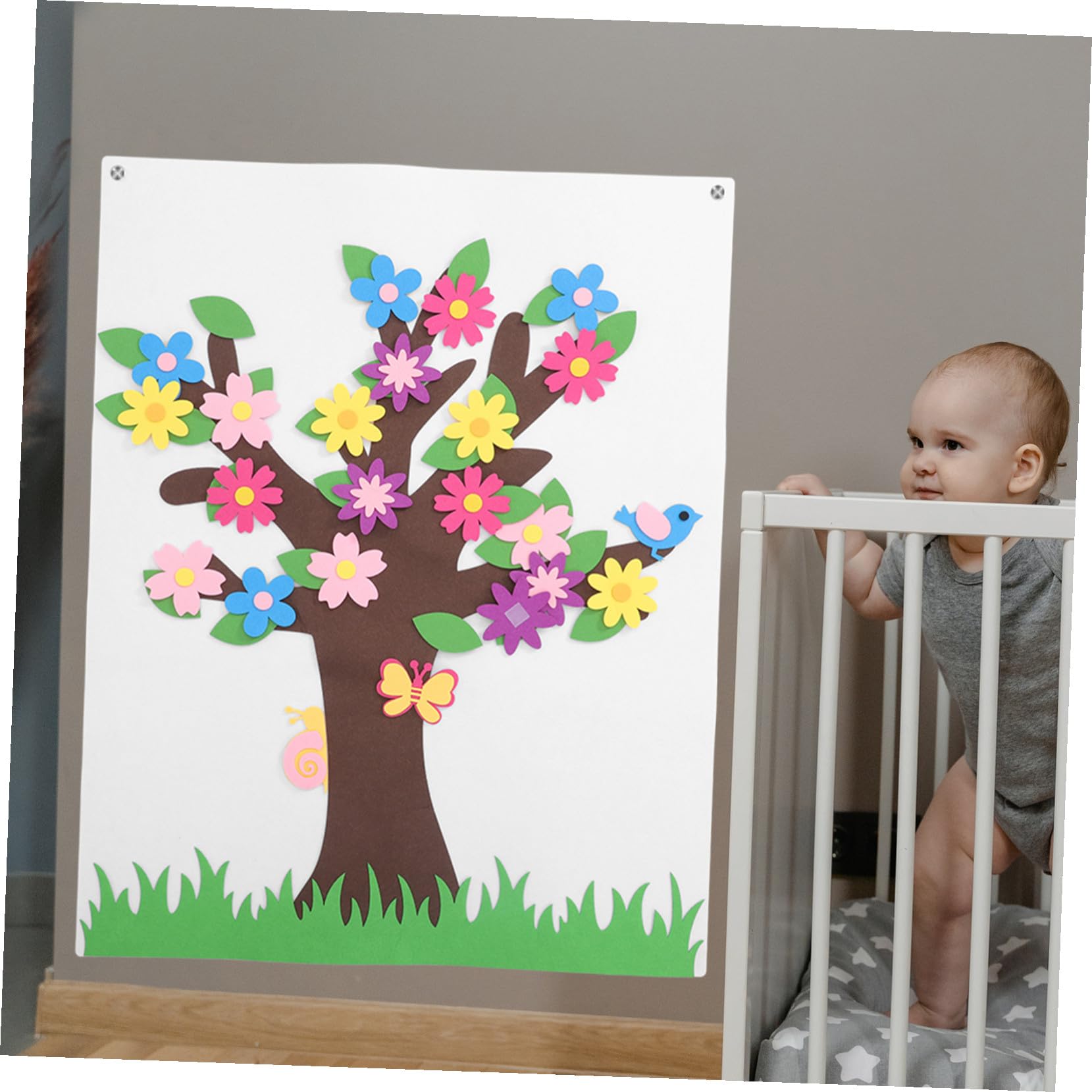 Hemobllo Set Pannolenci per Bambini Albero e Fiore, Lavagna DIY per attività Educative Senza Schermo, Decorazione Murale per Scuola Materna e Cameretta