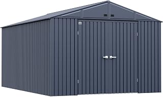 Arrow Shed Elite 10' x 14' Outdoor Lockable Gable Roof Steel Storage Shed Building, Anthracite