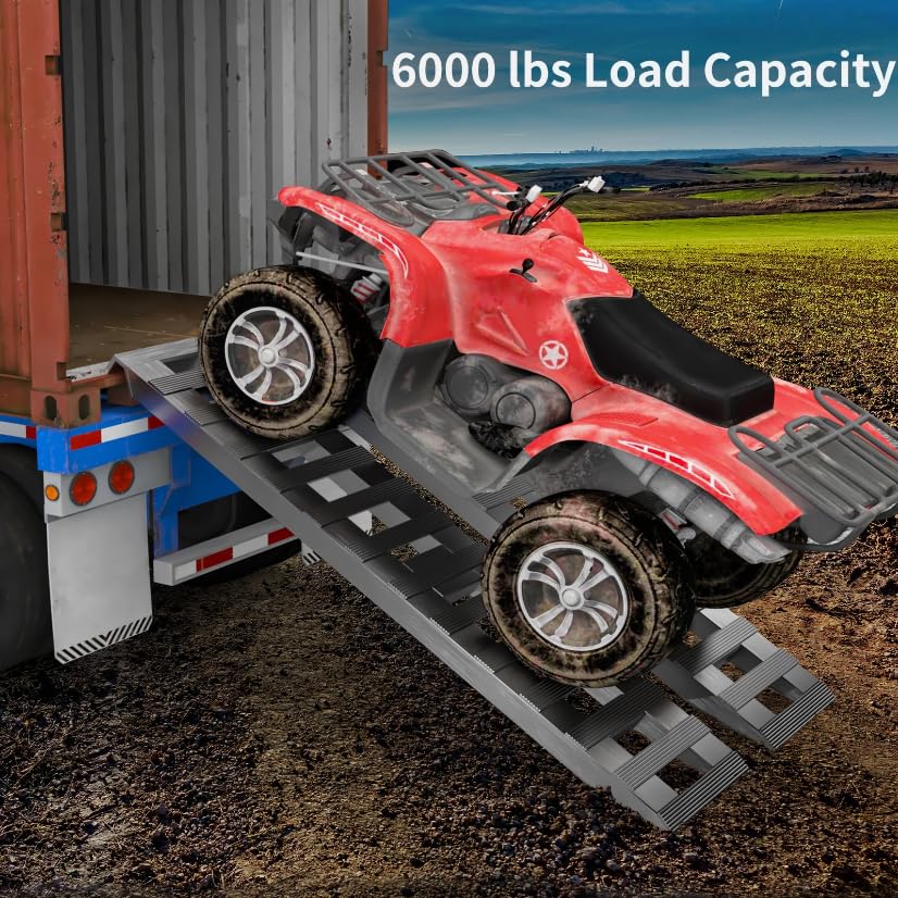 Rampas de aluminio para remolque de 60" x 12", capacidad de carga de 6000 lb, con extremo en gancho, 2 unidades miniatura 6