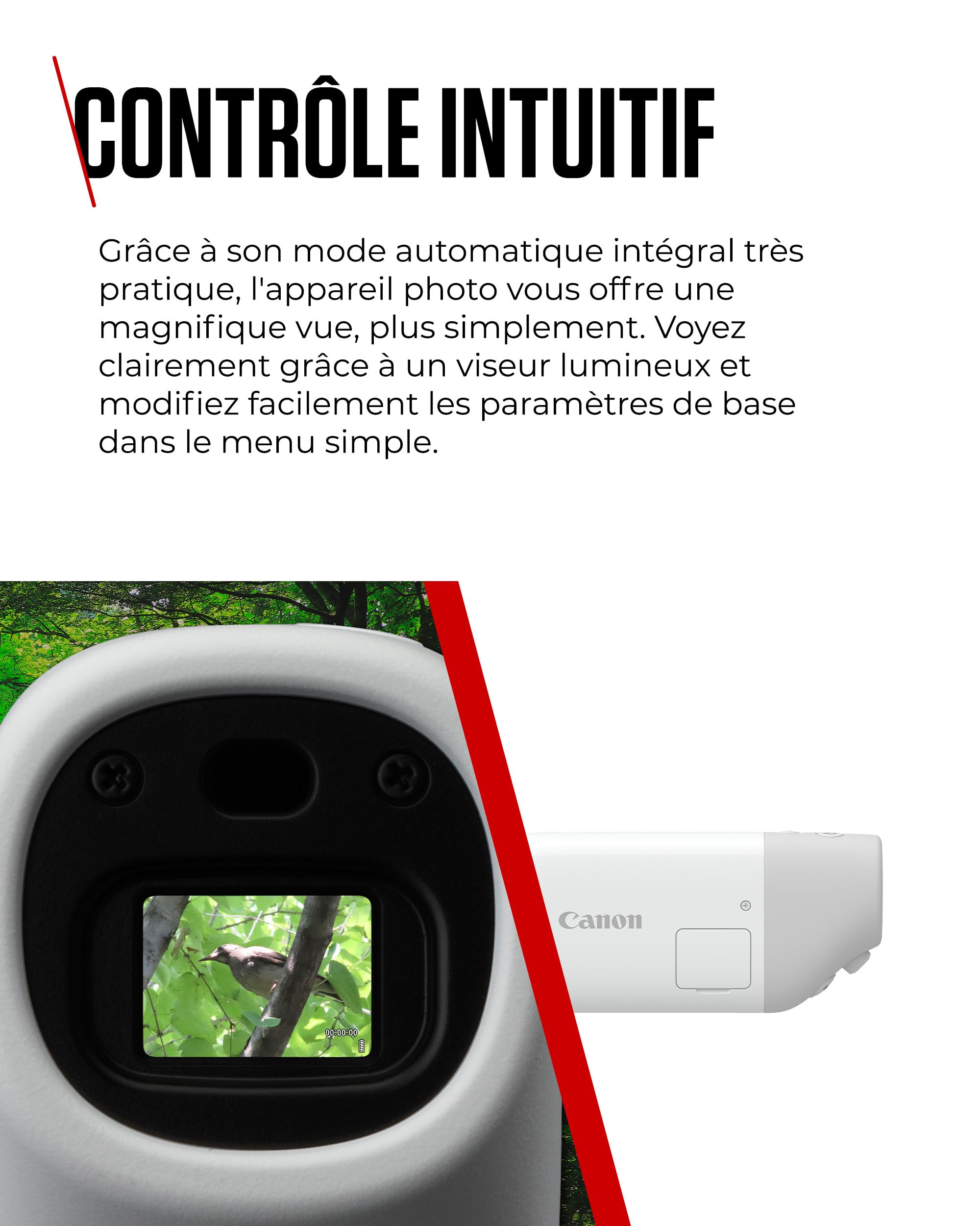 Canon PowerShot Zoom appareil photo de Poche, Soyez Encore Plus Proche de Votre Sujet Grâce au Zoom 3 Niveaux, Appareil Photo Numérique Léger, Photos 12 Mpx, Vidéo HD, USB-C, Wi-Fi et Bluetooth, Blanc