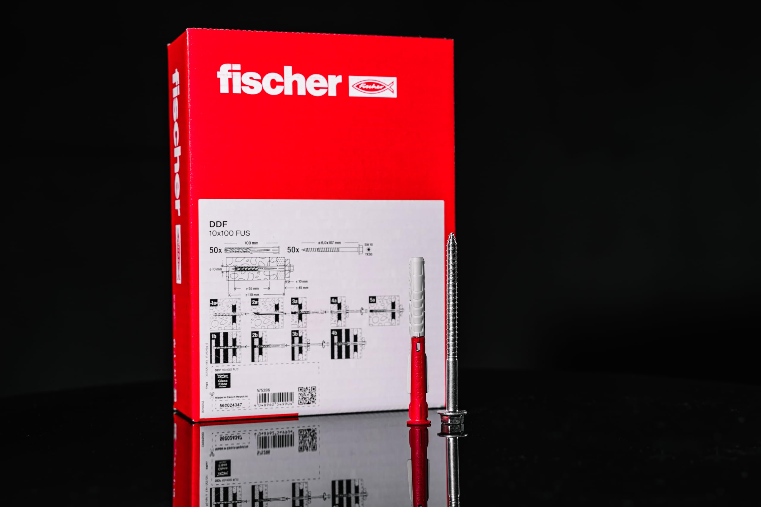 fischer 10 x 100 mm Heavy Duty Dot & Dab - Fijaciones de pared para placas de yeso sobre bloques de pared y tornillos, soportes de TV, radiadores, estantes pesados y armarios de cocina, caja de 50