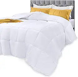 Utopia Bedding Edredons tamanho casal, enchimento de edredom para todas as estações, edredom de cama com costura em caixa alternativa com abas de canto, lavável na máquina (branco)