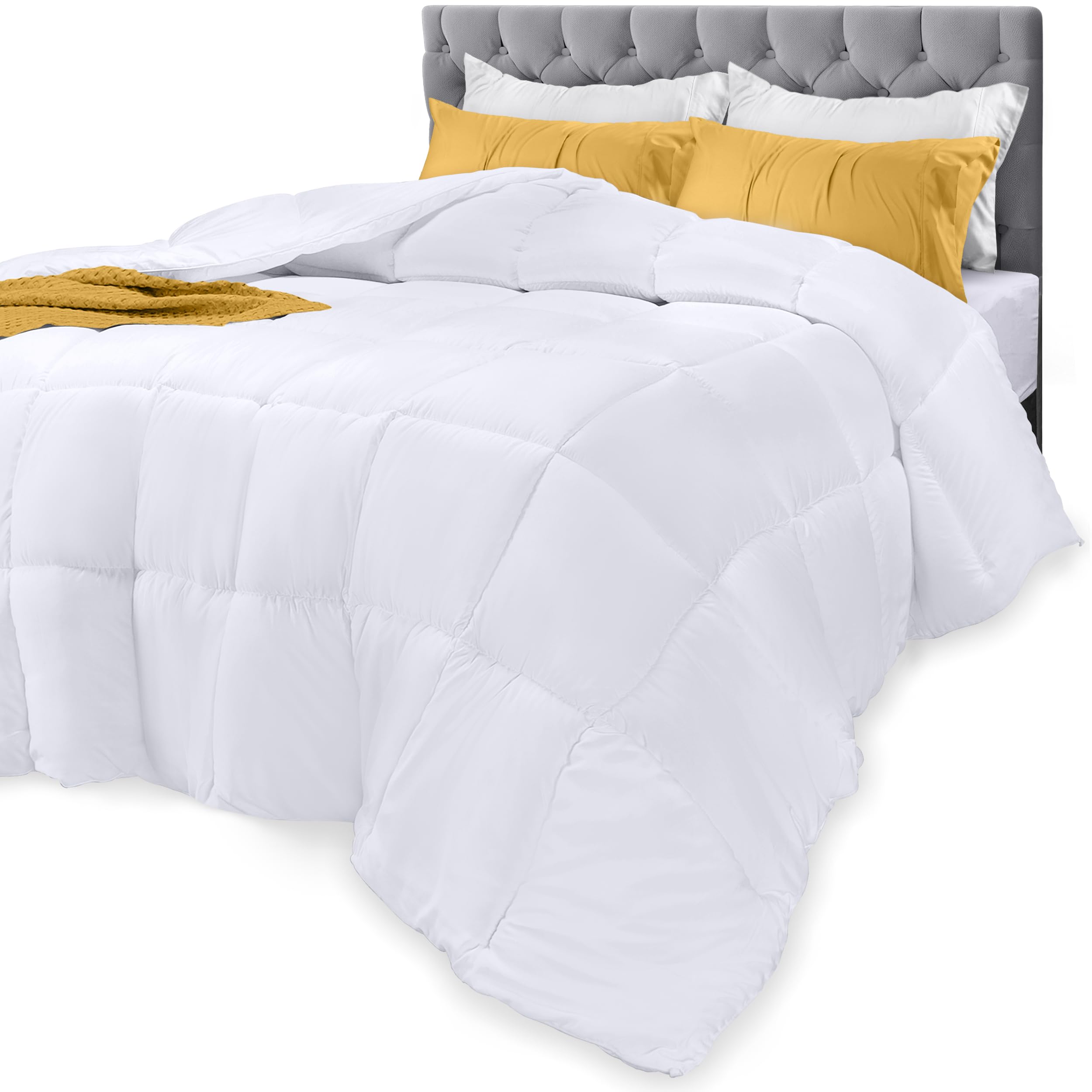 Utopia Bedding Comforters Twin XL Size, All Season Duvet Insert, Down Alternative Box Stitched Bed Comforter with Corner Tabs, Machine Washable (White)