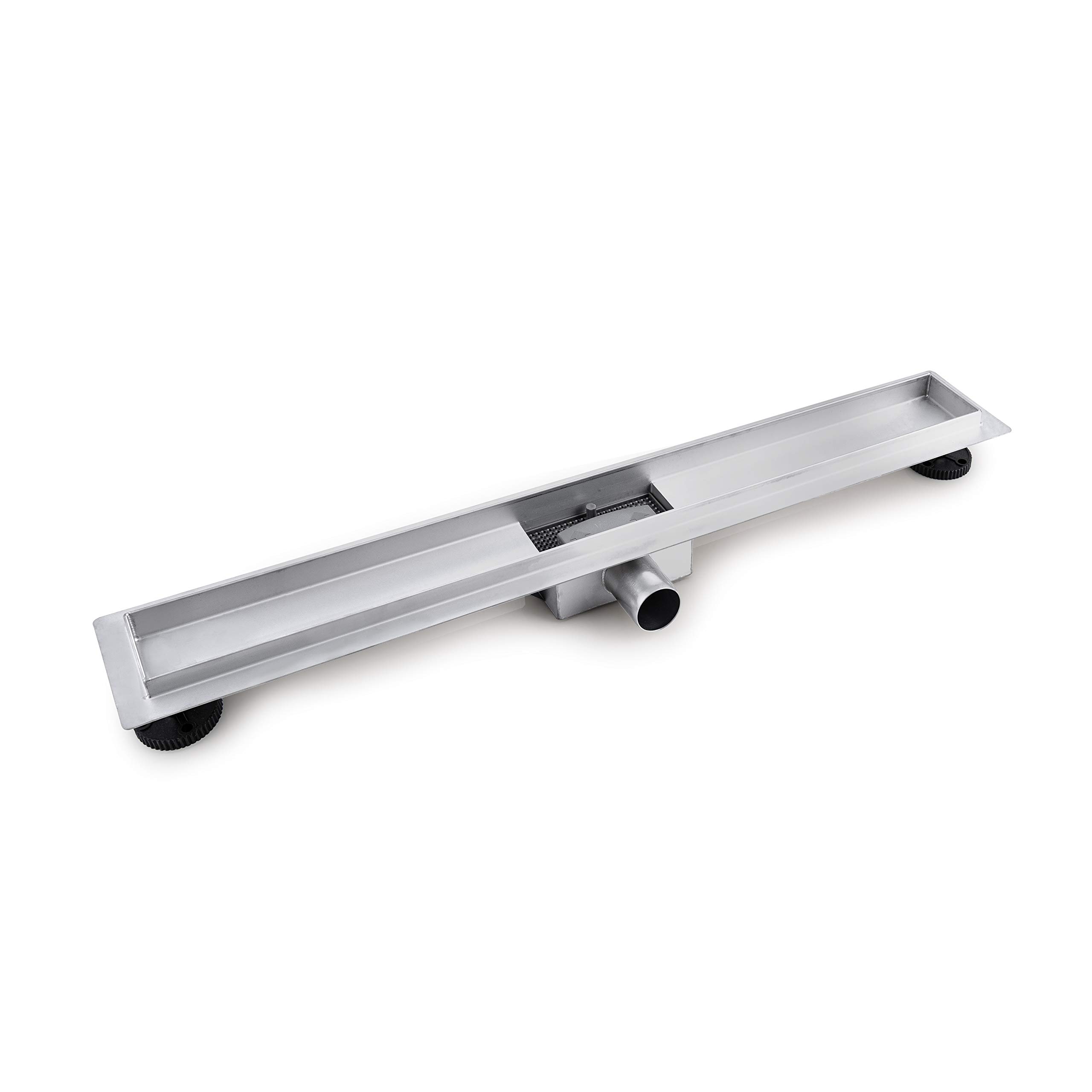 VBChome Duschrinne 80 cm Ablauf Bodenablauf Edelstahl befliesbar Selbstreinigender Siphon mit Geruchsstop mit Haarsieb 50-120 cm Ablaufrinne für Badezimmer Duschablauf sehr flach Komplettset