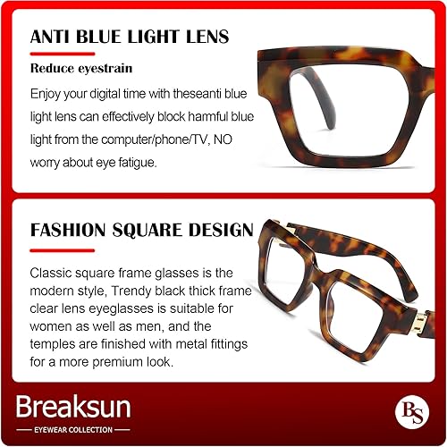 Miniatura 5 de Gafas cuadradas de moda para mujeres y hombres, lentes de bloqueo de luz azul, gafas negras con marco grueso, gafas de computadora