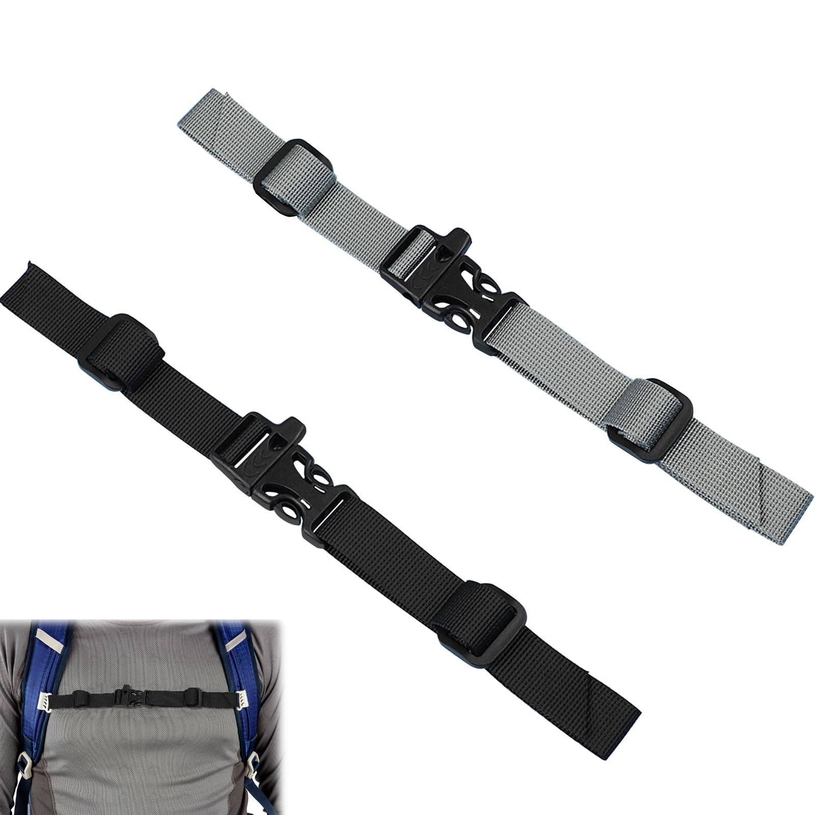 2 Stück Verstellbare Brustgurte Für Rucksäcke - 2,5cm Breit Mit Schnellverschluss