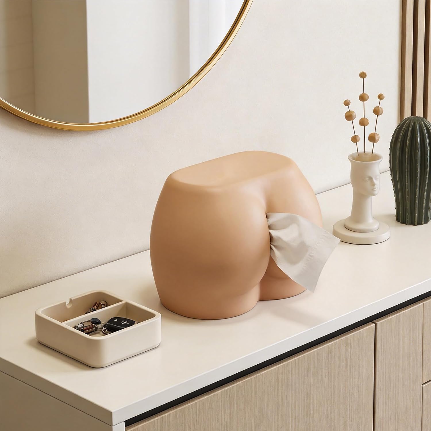 Resin Tissue Box, Sculpted Tabletop Dispenser with Side Pull Opening, 3.93 Inch Decorative Holder for Party and Vanity