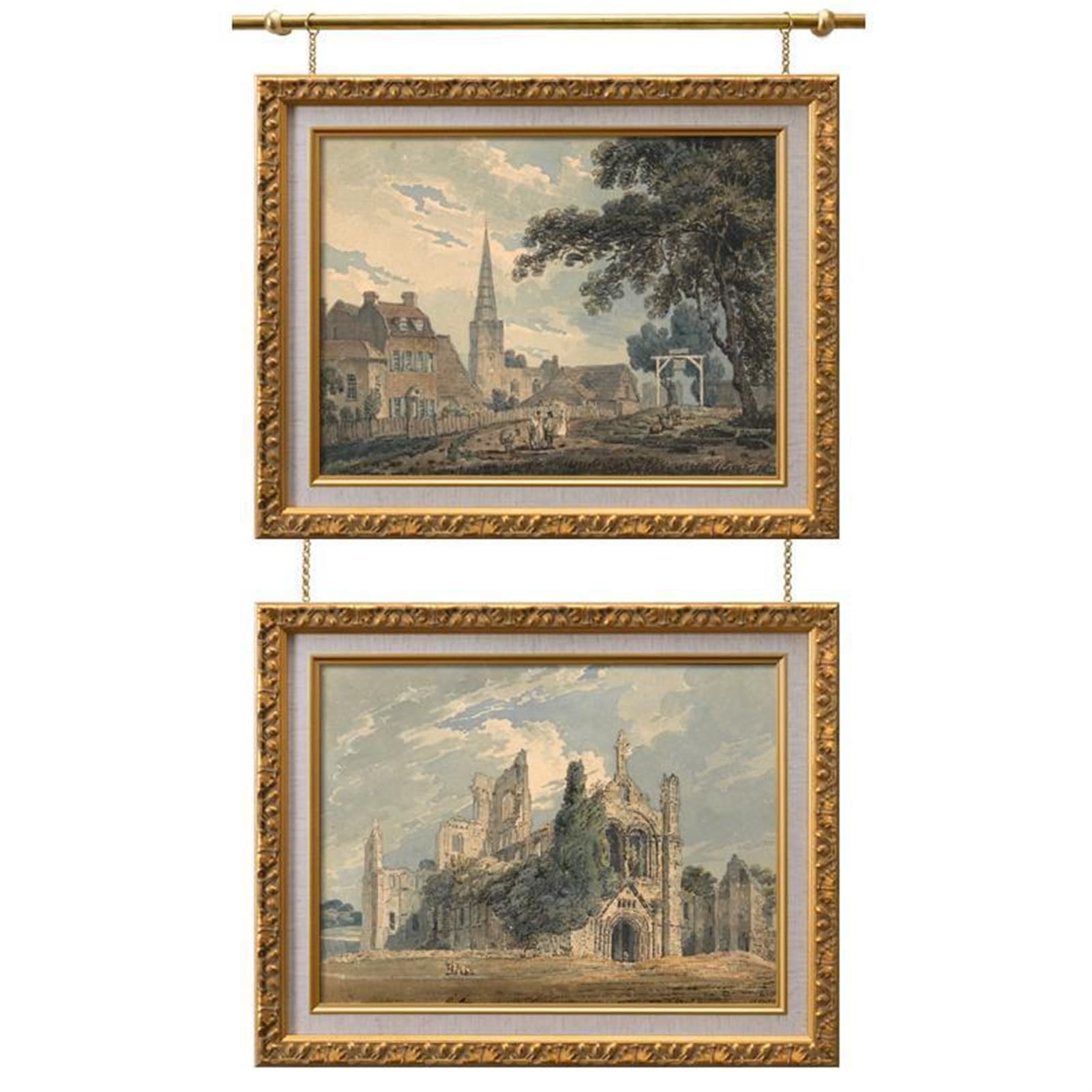 MLKHESY Gold Metal Picture Rail Hanging System for Wall Art, Customizable Brass Picture Hangers with Chains and Cables, French Style Artwork Display Kit for Living Room or Gallery 0.7m/27.6"