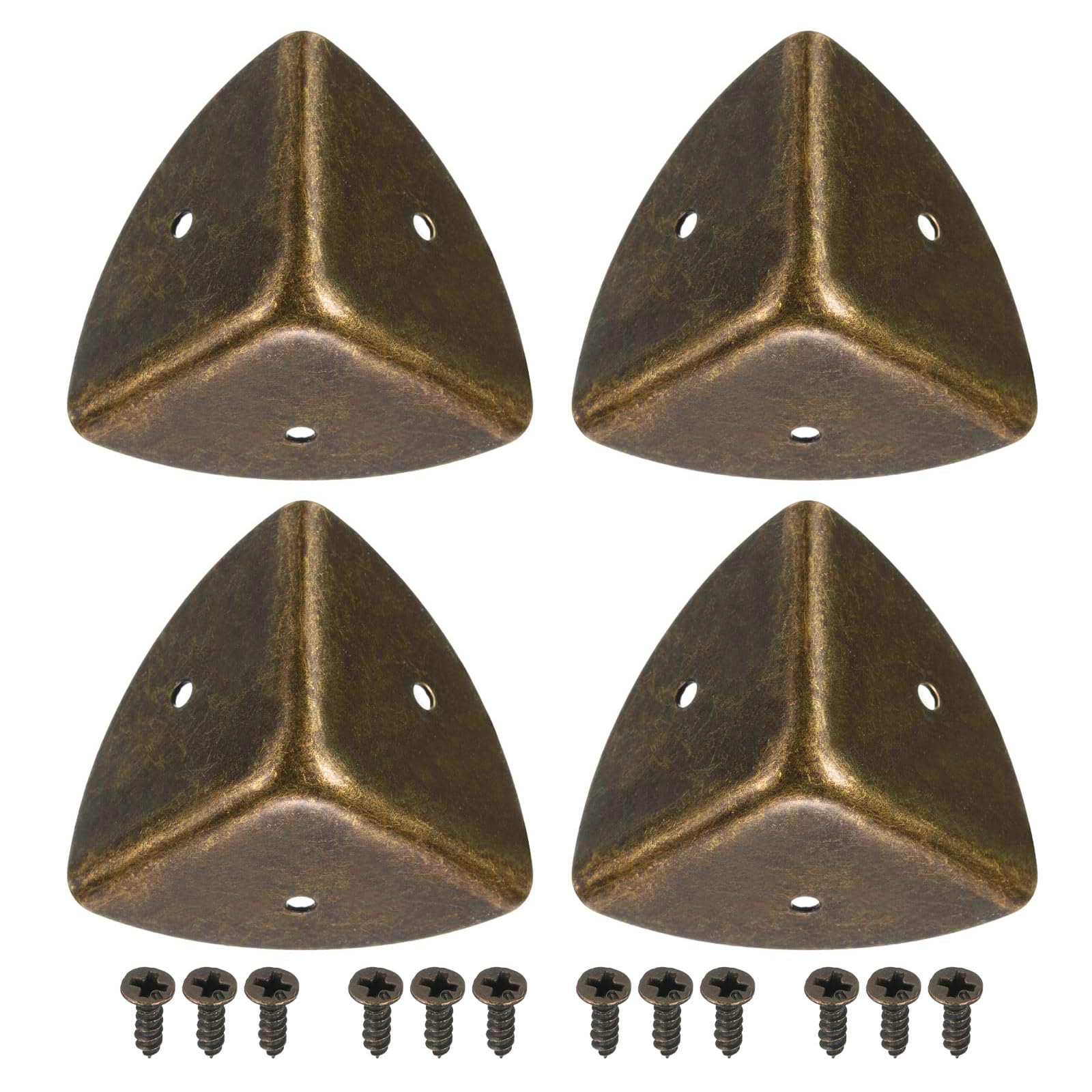 Renfort d'angle en métal TA-VIGOR style vintage bronze avec vis de fixation pour meuble