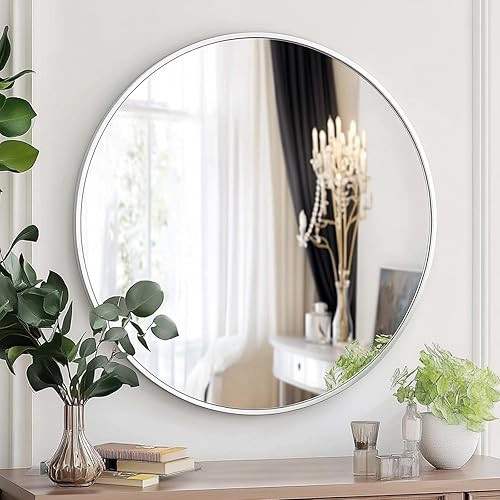 Miniatura 27 de Espejo circular negro, espejo redondo de 20 pulgadas, espejo de baño negro circular, espejos de pared redondos para sala de estar, dormitorio, baño