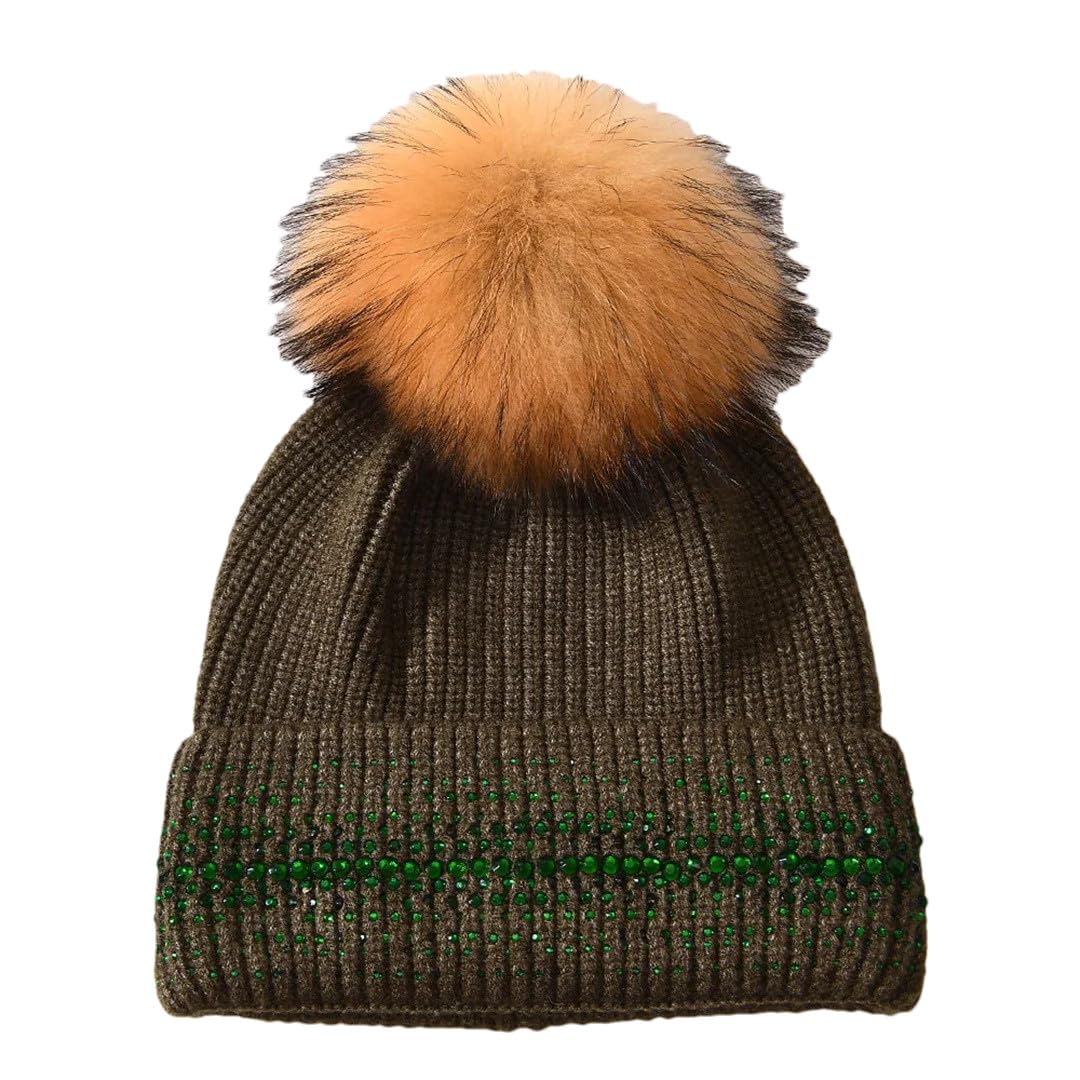 Wvapzxx Damska zimowa czapka beanie kaszmir czapka stras dzianinowe ciepłe czaszki